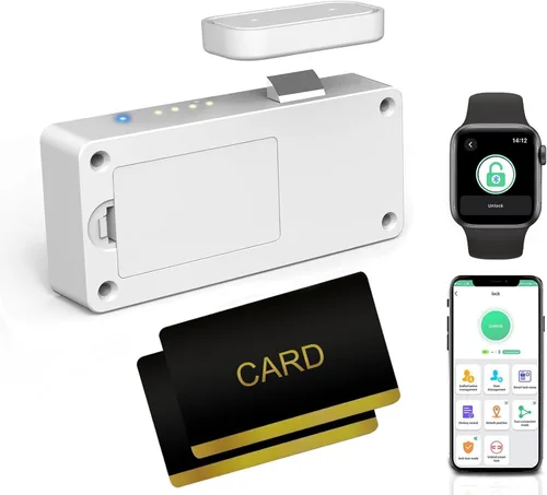 Miniatura 10 de eLinkSmart - Cerradura de cajón oculta para gabinete con tarjeta NFC RFID, aplicación Bluetooth, seguridad infantil, no requiere taladrar para Negro