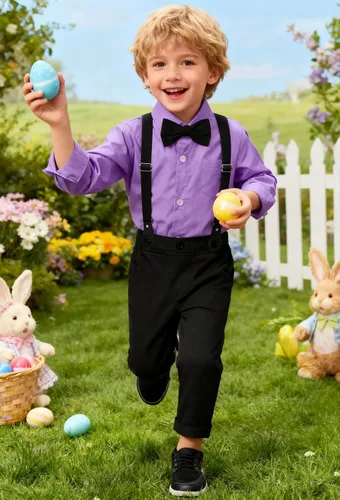 Miniatura 59 de A&J DESIGN Conjunto de ropa formal para niños pequeños con tirantes y tirantes