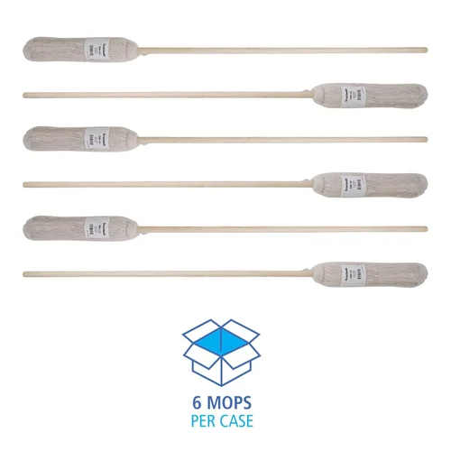 Miniatura 6 de Boardwalk BWK124C - Trapeador de cubierta; mango de madera de 54 pulgadas, cabeza de fibra de algodón de 24 onzas (paquete de 6)
