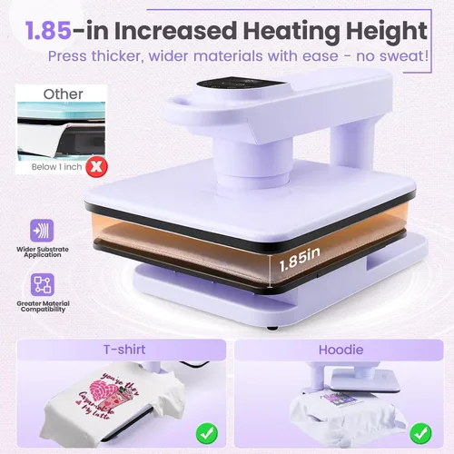 Miniatura 5 de Whubefy Prensa de Calor Automática Giratoria 360° 15x15 - Máquina Profesional Automática de Prensa para Camisetas con Liberación Automática y 7