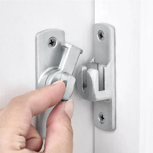 Cerradura Plateada de Puerta de Granero Abatible de 90/180 Grados, Protege la Privacidad - Pestillo de Seguridad para Puerta, Herrajes de Pestillos