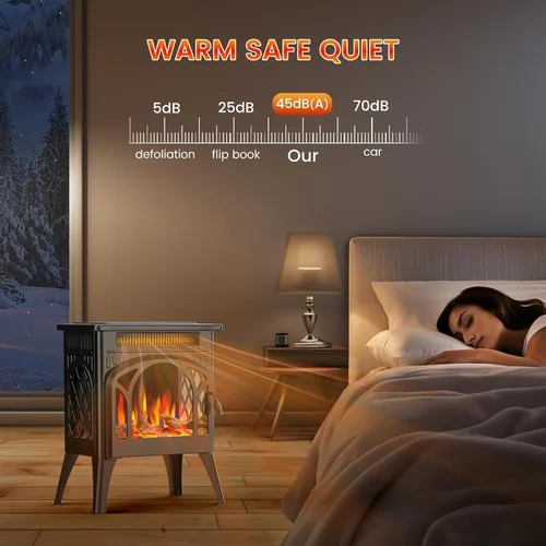 Miniatura 5 de Estufa de Chimenea Eléctrica, Calentamiento Rápido, Calentador de Chimenea Infrarrojo de 1500W con Temporizador de 8H, Control Remoto, Estufa