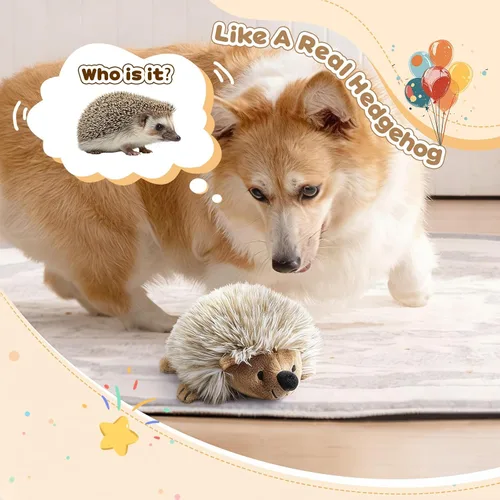 Miniatura 2 de Pawaboo Juguete de peluche para perro, [2 unidades] no tóxico, súper suave, de piel sintética, erizo, juguete de entrenamiento para morder, juguetes