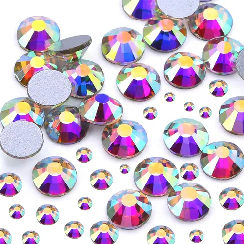 Miniatura 14 de Dowarm 2650 diamantes de imitación de cristal con parte trasera plana, 6 tamaños de 0.059 in a 0.256 in, cristales de parte trasera plana
