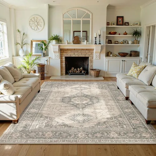 Miniatura 25 de Lahome Alfombra oriental lavable de área pequeña, 2 x 3 pies, para entrada, cocina, ultra fina, suave, tapete antideslizante para puerta de Azul