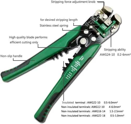 Miniatura 2 de 1 unids Crimper cortador de cables pelacables automático multifuncional herramientas de pelado Alicates terminal 0.2-6.0mm2 herramienta