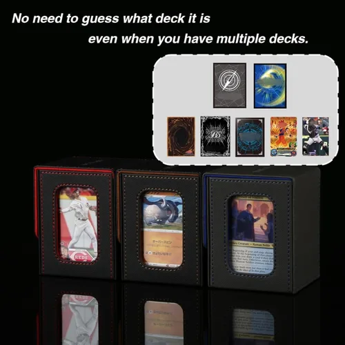 Miniatura 4 de Venssu MTG Caja de cubierta para pantalla Commander, caja de cartas para 100 tarjetas de doble funda, almacenamiento de tarjetas TCG con 2 divisores