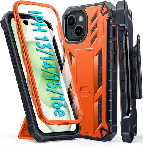 Miniatura 10 de FNTCASE Funda para iPhone 15: para iPhone 14, 13 y 16e, funda militar a prueba de golpes, funda resistente para teléfono celular con soporte y funda
