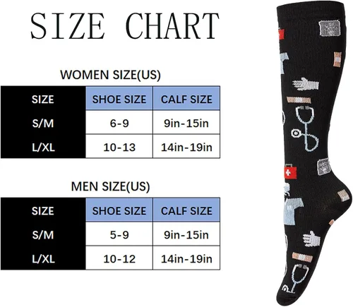 Miniatura 4 de 4 Pairs Compression Socks for Women & Men, Support Compression Sock 20-30 mmHg for Nurses, Pregnancy, Nursing, Flying, Running, Travel