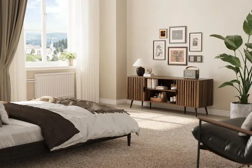Miniatura 8 de Smart FENDEE Soporte de TV acanalado de 53 pulgadas con para televisores de hasta 60 pulgadas, centro de entretenimiento con almacenamiento