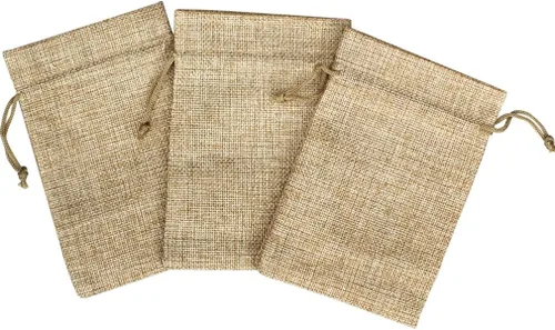 Miniatura 2 de Lote de 24 bolsas de regalo de arpillera de 3.5 x 5 pulgadas con cordón de lino, bolsas de arpillera de yute para regalos de boda, regalos
