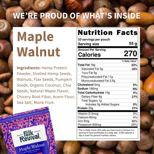 Miniatura 3 de Folk Revival Maple Walnut Keto Instant 'Oatmeal' - 0.71 oz de proteína, 0.71 oz de carbohidratos netos, alto en fibra, sin OMG, sin gluten, hecho