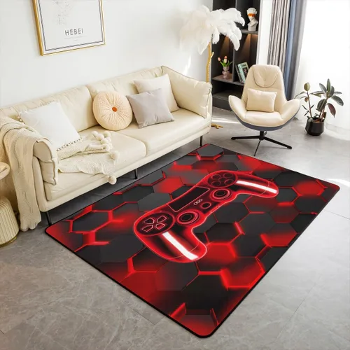 Miniatura 19 de Feelyou Alfombra de sala de estar, 3 x 5 pies, diseño geométrico para niños, diseño moderno a rayas, para interiores, antideslizante, con diseño