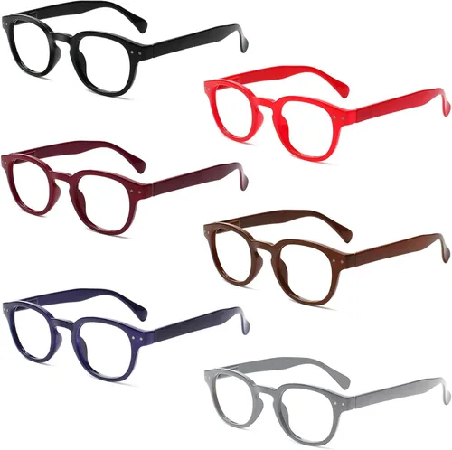 Kerecsen Gafas de Lectura Paquete de 6 de Gran Valor y Calidad Lectores con Bisagra de Resorte Gafas de Colores (6 colores mezclados-2, 0.75,