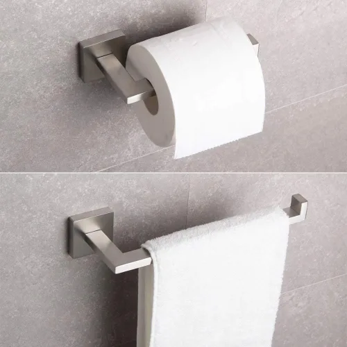 Miniatura 2 de GERZWY Juego de accesorios de baño de 2 piezas de acero inoxidable contemporáneo montado en la pared - Soporte para papel higiénico con anillo
