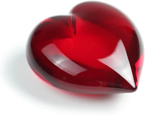 Miniatura 11 de Ca D Oro - Adorno de corazón de cristal grande – Pisapapeles de corazón rojo soplado a mano, regalo decorativo de corazón de cristal rojo, elegante