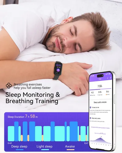 Miniatura 4 de Rastreador de salud y fitness, relojes de fitness para hombresmujeres con frecuencia cardíaca, oxígeno en sangre, monitor de sueño, reloj