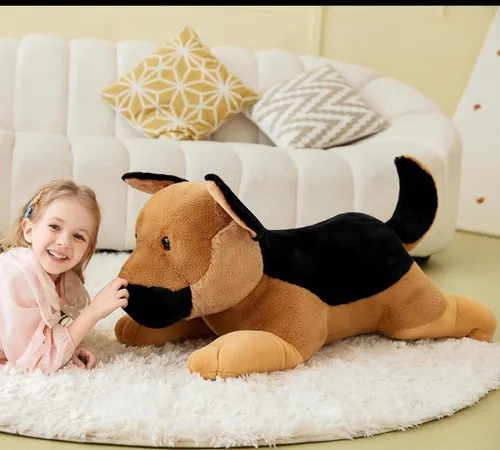 Miniatura 8 de IKASA Juguete de peluche de perro pastor alemán gigante, juguetes suaves grandes y grandes, 30 pulgadas, lindo peluche mullido de gran