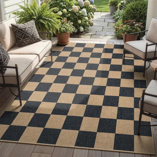 Miniatura 65 de Lahome Alfombra de yute a cuadros fácil 2'x3', alfombra pequeña para entrada, antideslizante, alfombra para la puerta delantera de la cocina