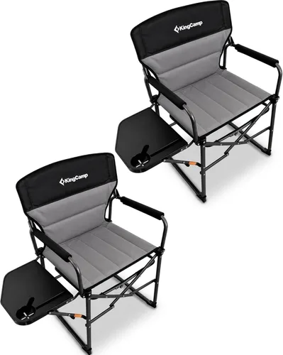 Miniatura 12 de KingCamp Silla de directores de campamento de gran tamaño para grandes y altos, sillas plegables resistentes de 440 libras con mesa auxiliar, sillas
