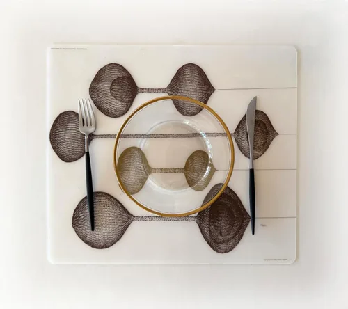 Miniatura 4 de Modern-Twist Mantel individual rectangular de silicona de 14 x 16 pulgadas, 100% silicona de grado alimenticio, estampado Asawa en niveles, paquete