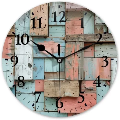 Miniatura 14 de Reloj de pared, funciona con pilas, redondo, silencioso, sin tictac, girasol contra fondo azul, reloj decorativo para cocina, baño, sala de estar