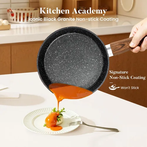 Miniatura 2 de Kitchen Academy Juego de 17 piezas de ollas y sartenes antiadherentes, juegos de batería de cocina antiadherentes, batería de cocina de granito Negro