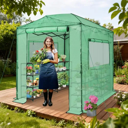Miniatura 5 de EAGLE PEAK - Invernadero instantáneo emergente, para plantas de jardinería en interiores y exteriores, puertas con cremallera enrollable y ventanas