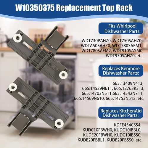 Miniatura 2 de 2 Paquetes W10350375 Reemplazo Mejorado de Estante Superior para Piezas de Lavavajillas Kenmore Whirlpool, Reemplaza W10712395 AP5957560, Piezas