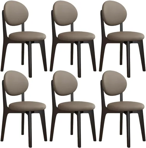 Miniatura 55 de YVYKFZD Juego de sillas de comedor, sillas de cocina de madera maciza, silla de comedor de granja con respaldo curvo, silla tapizada de cuero