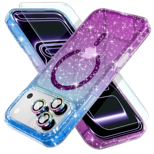 Miniatura 19 de Choiche Funda magnética para iPhone 15 Pro Max, funda transparente con purpurina brillante para mujer