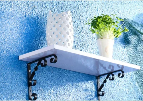 Miniatura 6 de Soportes de estante triangulares de hierro forjado montados en la pared, soportes flotantes rústicos con gancho de flores, para estantería, estante