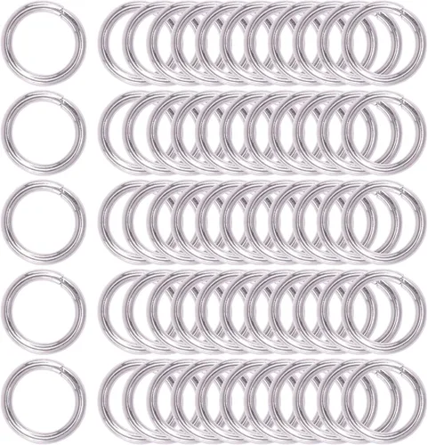 Kit de 60 anillos de metal para cinturones, pasadores de accesorios para macramé, cinturón de campamento, correas para perro, accesorios de sable de
