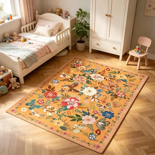 Miniatura 77 de Ukeler - Alfombra rústica con diseño floral para sala, dormitorio, comedor, Country rústico, Azul (luxury blue)