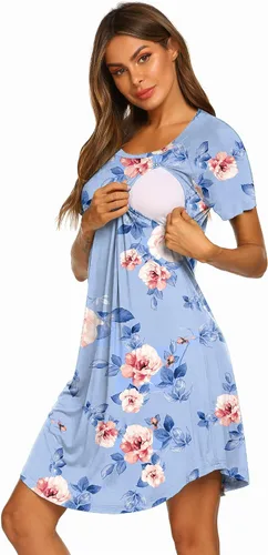 Miniatura 2 de Ekouaer - Vestido 3 en 1 para maternidad, trabajo de parto y lactancia prenda para hospital, para dormir y amamantar.