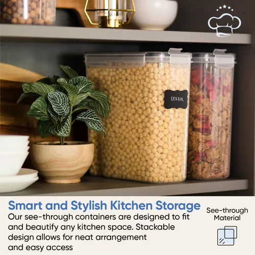 Miniatura 7 de Chef's Path Contenedores herméticos para almacenamiento de alimentos, juego de 2 (6 litros) para cocina y despensa, sin BPA para arroz, cereales