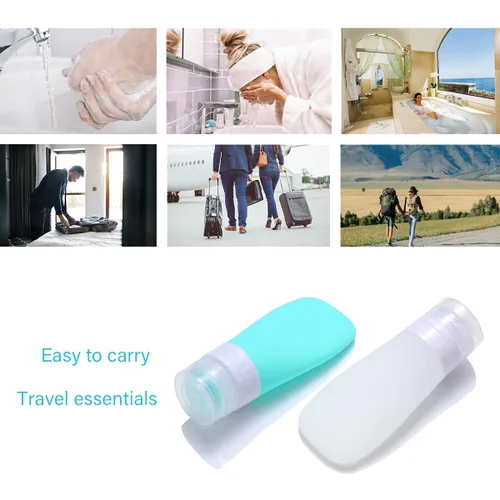 Miniatura 6 de 2 botellas de viaje de silicona, recipientes de viaje recargables a prueba de fugas de 1.3 onzas con bolsa de transporte transparente, botellas