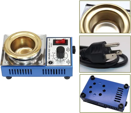 Miniatura 4 de Olla de soldadura sin plomo de 1.969 in 110 V 150 W con capacidad de 17.64 oz y raspador de pasta de soldadura BGA para soldadura y baño de soldadura