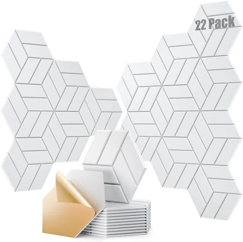 Miniatura 15 de 12 paneles acústicos autoadhesivos, paneles de espuma a prueba de sonido de 12 x 10 x 0.4 pulgadas para paredes, paneles de pared hexagonales Negro
