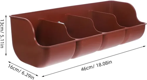 Miniatura 4 de DOITOOL Comedero de cabra para granos, alimentador de valla de plástico para cerdos, canal de alimentación de montaje de 4 compartimentos