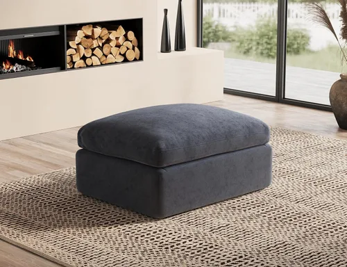 Miniatura 25 de ohllob Sofás seccionales Cloud de 110 pulgadas para sala de estar, sofá deshuesado en forma de L con otomana, sofá modular de 3 plazas, color negro