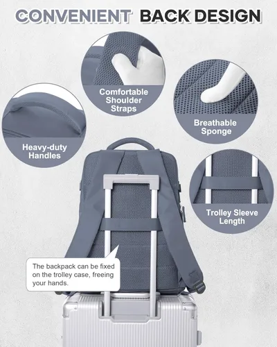 Miniatura 6 de VECAVE Mochila de mano para mujer, mochila de viaje grande aprobada por vuelo, impermeable de 14 pulgadas, mochila para laptop de negocios, mochila