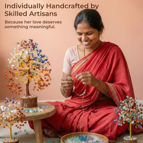 Miniatura 5 de Árbol de la vida de cristal curativo de 7 chakras, árboles bonsái hechos a mano para energía positiva, dinero y buena suerte, árbol para decoración