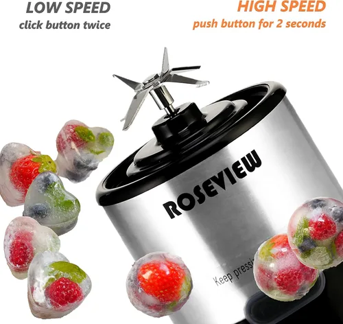 Miniatura 3 de Batidora portátil para batidos ROSEVIEW Botella de vidrio recargable por USB, mini batidos de hielo de mano, exprimidor de 2 mezclas Inalámbrico