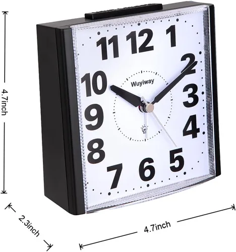 Miniatura 6 de Reloj despertador analógico grande de 4.7 pulgadas, funciona con pilas, legible para personas mayores, iluminado bajo demanda y repetición, sonidos