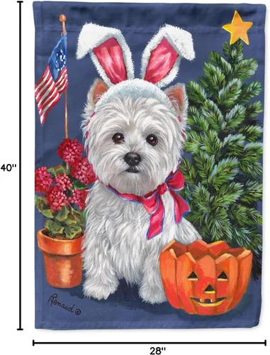 Miniatura 221 de Caroline's Treasures PPP3090GF - Bandera decorativa para jardín de bulldog inglés y otoño, para exteriores, patio, flores, tamaño de jardín