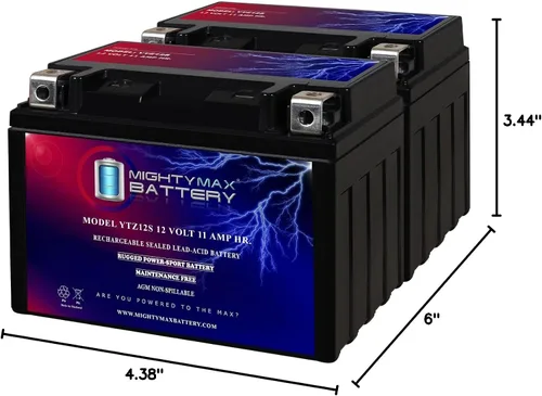 Miniatura 9 de Mighty Max Battery YTZ12S - Batería de repuesto de 12 V y 11 Ah compatible con Honda 250 NSS250 Reflex 01-09, paquete de 2