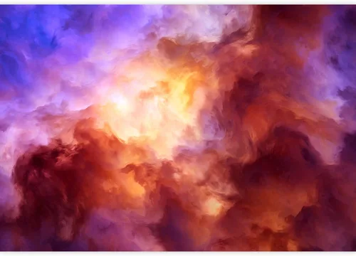 Miniatura 2 de wall26 - Surreal, nubes de tormenta que sombrean desde morados oscuros y rojos hasta naranjas y amarillos - Mural de pared extraíble Papel tapiz
