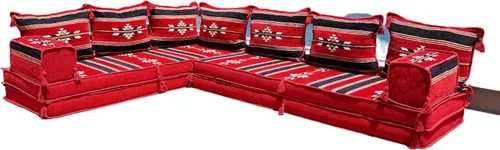 Miniatura 40 de Sofá de piso modular hecho a mano arabicsofa – Asiento oriental Majlis con cojines de respaldo