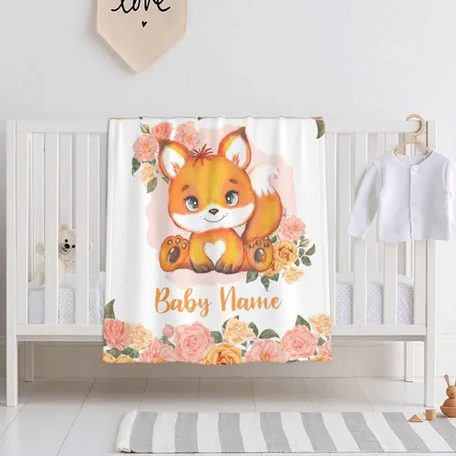 Miniatura 46 de Mantas de bebé personalizadas con diseño de animales, manta personalizada con nombre para niños y niñas, manta de bebé personalizada, regalos